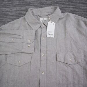 Mutual Weave Shirt Men Stone Chambray Button Up Big & Tall New‎ Tag 2XL Tall